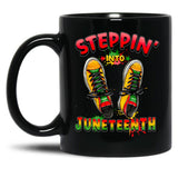 Steppin Into Juneteenth Women Men And Youth Pride Black Coffee Mug