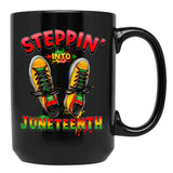 Steppin Into Juneteenth Women Men And Youth Pride Black Coffee Mug - Black