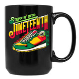 Steppin' Into Juneteenth (3) Black Coffee Mug - Black