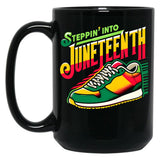 Steppin' Into Juneteenth (3) Black Coffee Mug