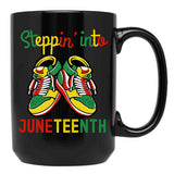 Steppin' Into Juneteenth Black Coffee Mug - Black
