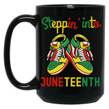Steppin' Into Juneteenth Black Coffee Mug