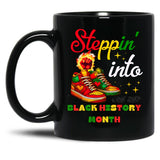 Stepping Into Black History Month Juneteenth Black Coffee Mug