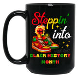 Stepping Into Black History Month Juneteenth Black Coffee Mug