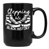 Stepping Into Black History Month Black Coffee Mug - Black
