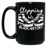 Stepping Into Black History Month Black Coffee Mug