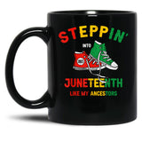 Stepping Into Junenth Like My Ancestors Sneakers 1865 Black Coffee Mug