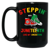 Stepping Into Junenth Like My Ancestors Sneakers 1865 Black Coffee Mug