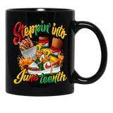 Stepping Into Juneteenth Afro Woman Black Girls Sneakers Men Mug Ltsp Black Coffee Mug - Black