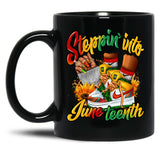 Stepping Into Juneteenth Afro Woman Black Girls Sneakers Men Mug Ltsp Black Coffee Mug
