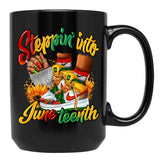 Stepping Into Juneteenth Afro Woman Black Girls Sneakers Men Mug Ltsp Black Coffee Mug - Black