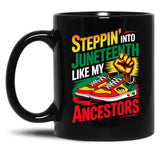 Stepping Into Juneteenth Afro Woman Black Girls Sneakers Men Black Coffee Mug