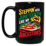 Stepping Into Juneteenth Afro Woman Black Girls Sneakers Men Black Coffee Mug