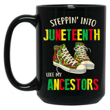 Stepping Into Juneteenth Like My Ancestors Happy Juneteenth Black Coffee Mug