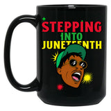 Stepping Into Juneteenth (1) Black Coffee Mug