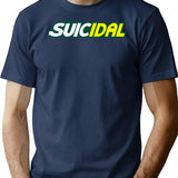 Suicidal Subway Logo Depression Bootleg Graphic T-Shirt - Navy
