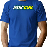 Suicidal Subway Logo Depression Bootleg Graphic T-Shirt - Blue