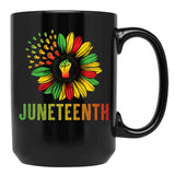 Sunflower Fist Juneteenth - 01 Black Coffee Mug - Black