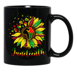 Sunflower Fist Juneteenth Black History African American Black Coffee Mug - Black