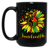 Sunflower Fist Juneteenth Black History African American Black Coffee Mug