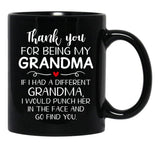 Thank You For Being My Grandma Black Gift Coffee Mug - Black