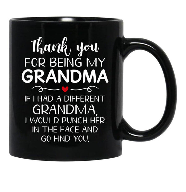 Thank You For Being My Grandma Black Gift Coffee Mug - Black