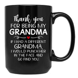 Thank You For Being My Grandma Black Gift Coffee Mug - Black