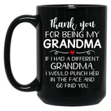 Thank You For Being My Grandma Black Gift Coffee Mug