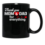 Thank You Mom And Dad Black Gift Coffee Mug - Black