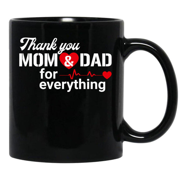 Thank You Mom And Dad Black Gift Coffee Mug - Black