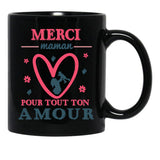 Thank You Mom Love Gift Funny Heart Black Gift Coffee Mug - Black