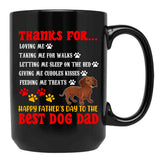 Thanks For Loving Me Happy Father'S Day Best Dog Dad Cool Cute Family Dachshund Dog Paws Black Gift Coffee Mug - Black