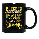 Thanksgiving Sunflower Blessed Mom And Granny Gift Black Gift Coffee Mug - Black