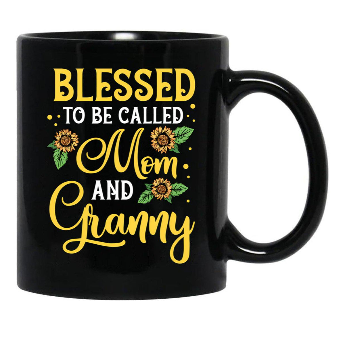 Thanksgiving Sunflower Blessed Mom And Granny Gift Black Gift Coffee Mug - Black