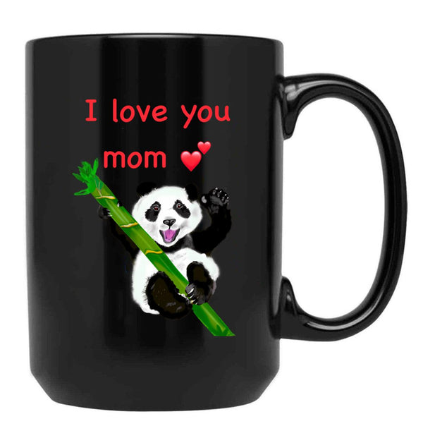 The Best Mothers Day Gifts Happy Mothers Day I Love You Mom With Baby Panda Black Gift Coffee Mug - Black