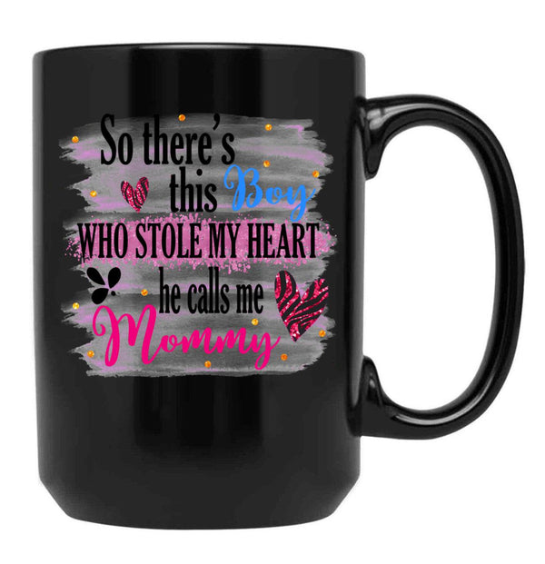 The Boy Who Stole My Heart Black Gift Coffee Mug - Black