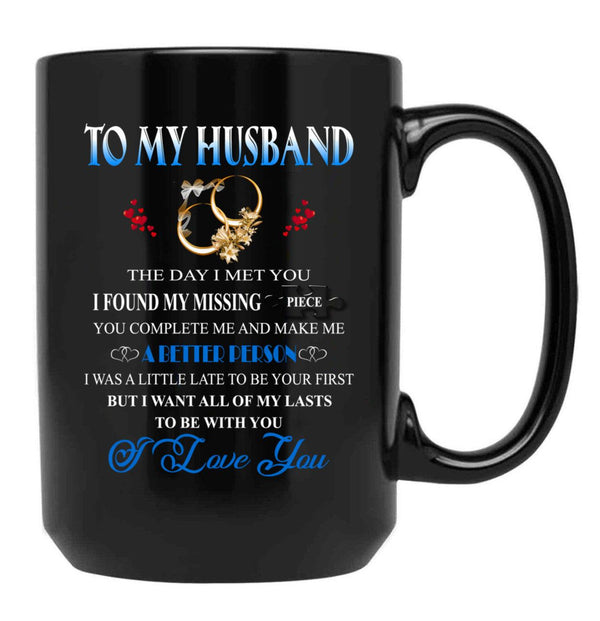 The Day I Met You My Husband (Bk) Black Gift Coffee Mug - Black