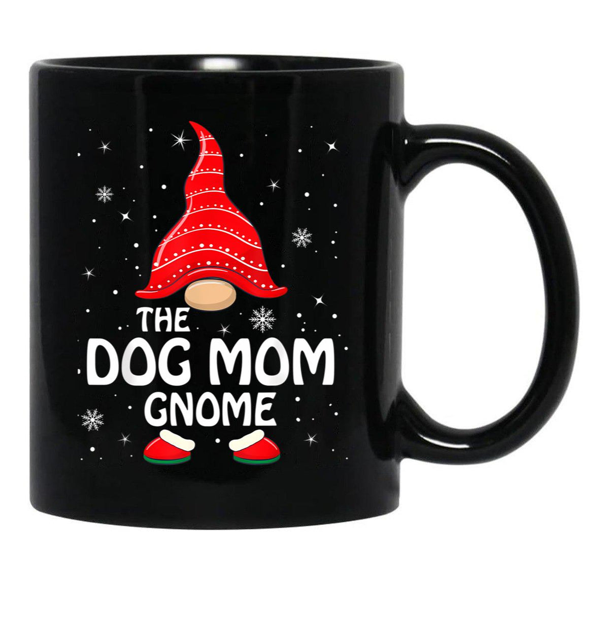 The Dog Mom Gnome Matching Family Group Christmas Pajama Black Gift Coffee Mug - Black