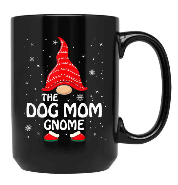 The Dog Mom Gnome Matching Family Group Christmas Pajama Black Gift Coffee Mug - Black