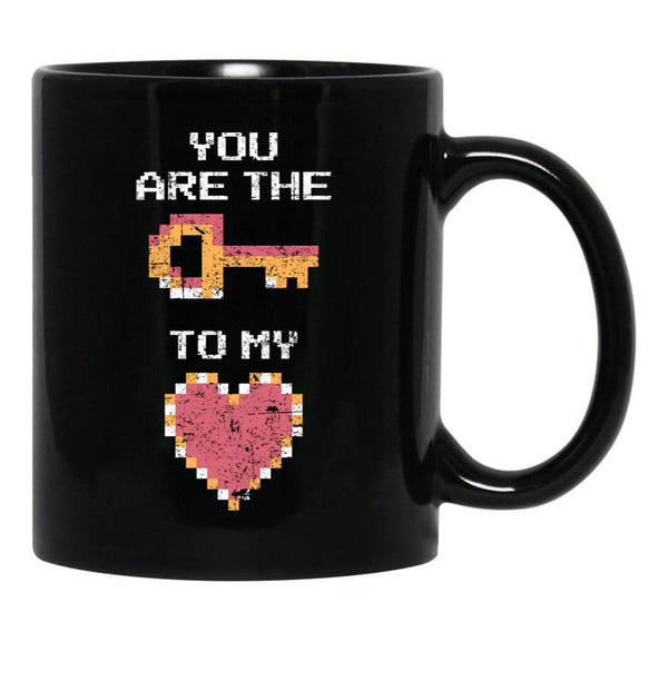 The Key To My Heart Black Gift Coffee Mug - Black