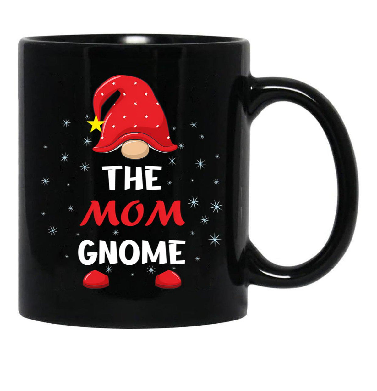 The Mom Gnome Christmas Matching Family Xmas Gnome (1) Black Gift Coffee Mug - Black
