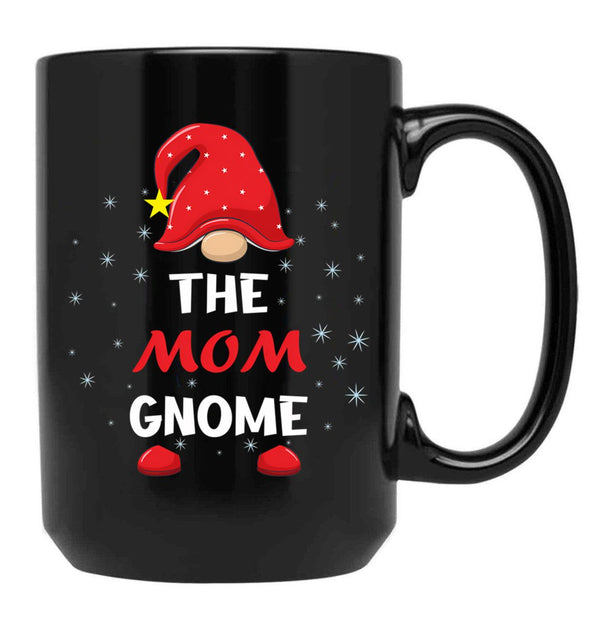 The Mom Gnome Christmas Matching Family Xmas Gnome (1) Black Gift Coffee Mug - Black