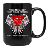 The Moment Your Heart Stopped Mine Changed Forever Grandma Black Gift Coffee Mug - Black