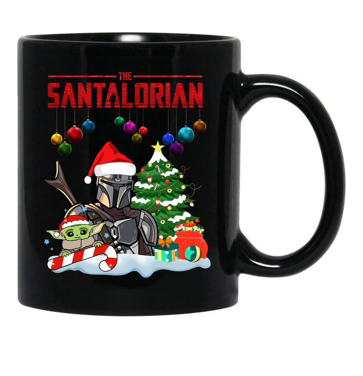The Santalorian Chirstmas Santa Funny Star Christmas War Baby Cute Childen Alien Christmas Gift Black Gift Coffee Mug - Black