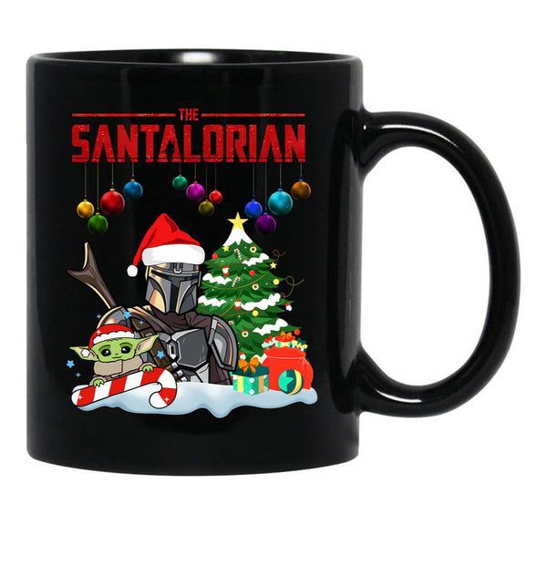 The Santalorian Chirstmas Santa Funny Star Christmas War Baby Cute Childen Alien Christmas Gift Black Gift Coffee Mug - Black