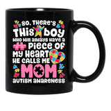 There'S This Boy He Calls Me Mom T Mug Autism Awareness Black Gift Coffee Mug - Black