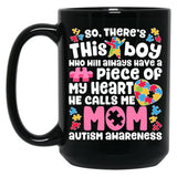 There'S This Boy He Calls Me Mom T Mug Autism Awareness Black Gift Coffee Mug
