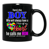 Theres This Boy Who Will Always Have A Heart He Calls Me Black Gift Coffee Mug - Black
