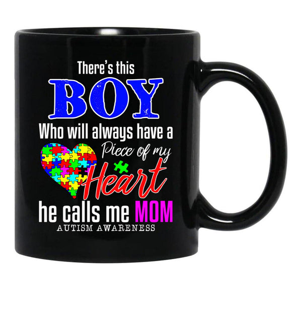 Theres This Boy Who Will Always Have A Heart He Calls Me Black Gift Coffee Mug - Black