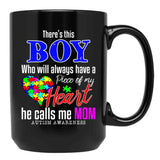 Theres This Boy Who Will Always Have A Heart He Calls Me Black Gift Coffee Mug - Black